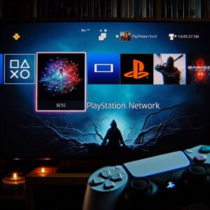 The PlayStation Network of Sony on a PS5 screen with menu highlights