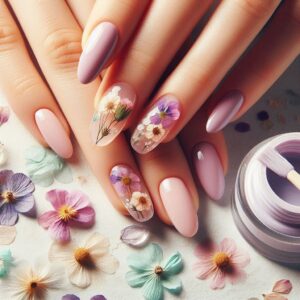 Pressed Flower Nails design