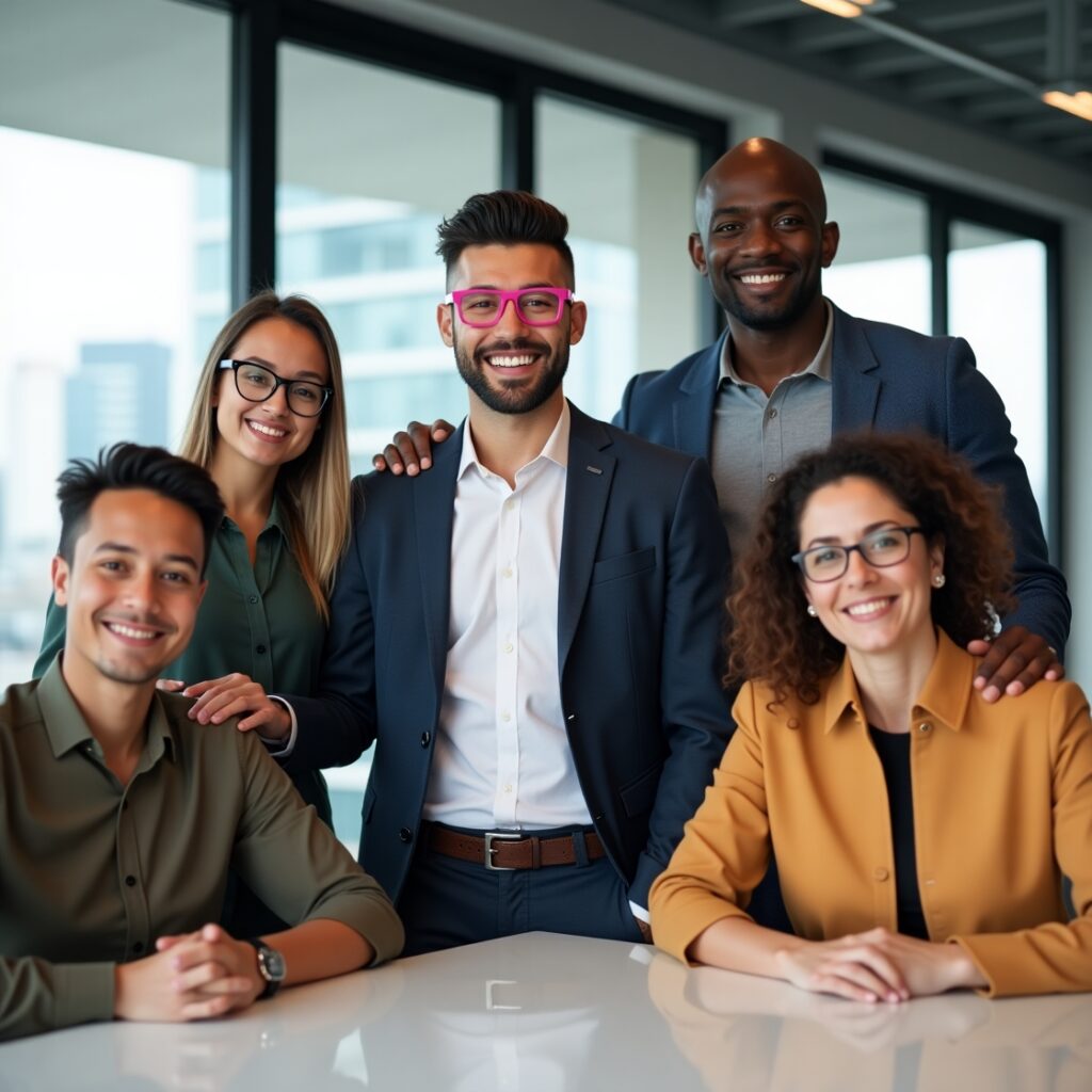 happy business team meeting